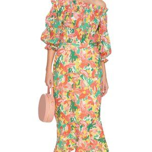 SALONI Multicolor Off-Shoulder Midi Dress